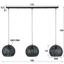 WoonStijl Hanglamp 3x armor half rond / Zwart bruin Online