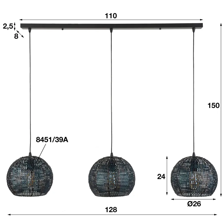 WoonStijl Hanglamp 3x armor half rond / Zwart bruin Online