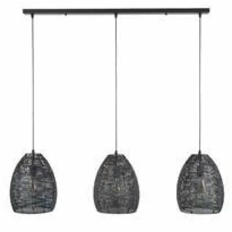 WoonStijl Hanglamp 3x armor ovaal / Zwart bruin Sale