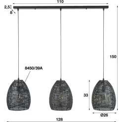 WoonStijl Hanglamp 3x armor ovaal / Zwart bruin Sale