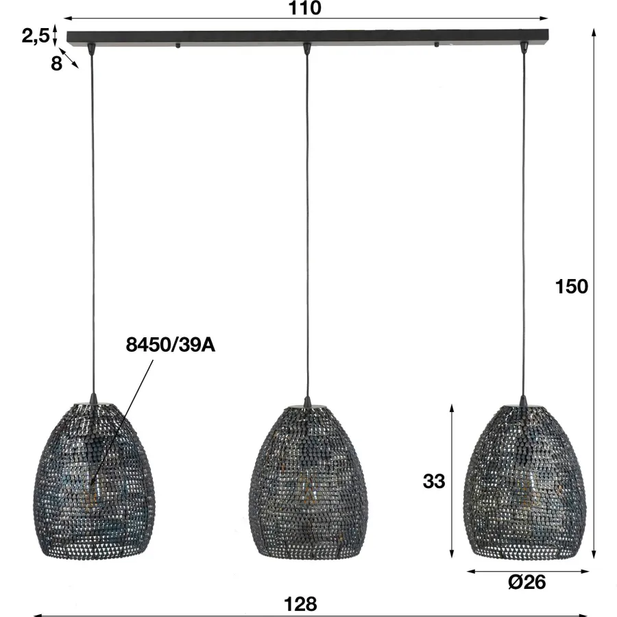 WoonStijl Hanglamp 3x armor ovaal / Zwart bruin Sale