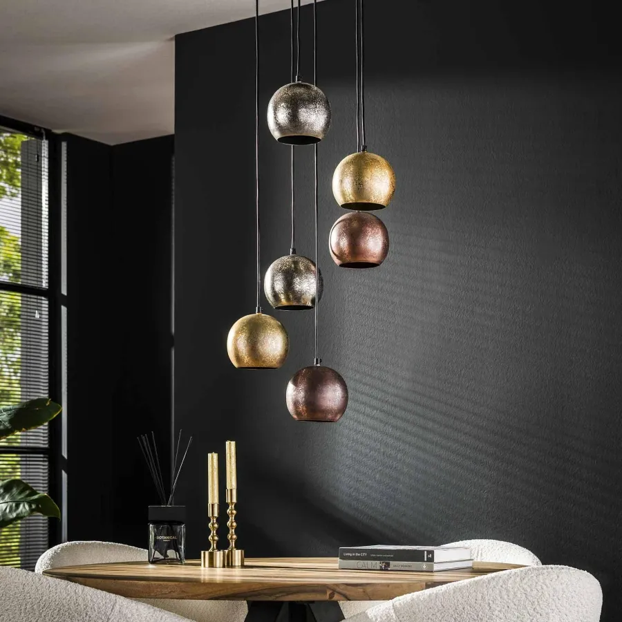 WoonStijl Hanglamp 6x bol getrapt metal print Online