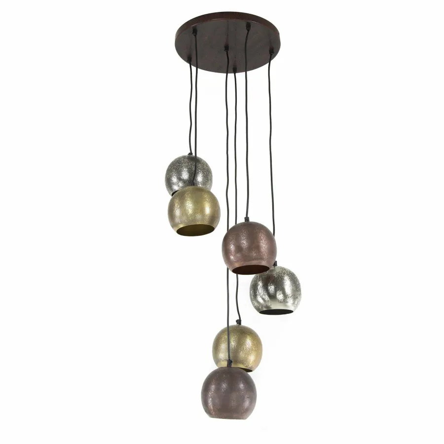 WoonStijl Hanglamp 6x bol getrapt metal print Online