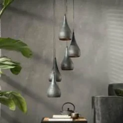 WoonStijl Hanglamp 5x getrapt punch / Zwart bruin Outlet