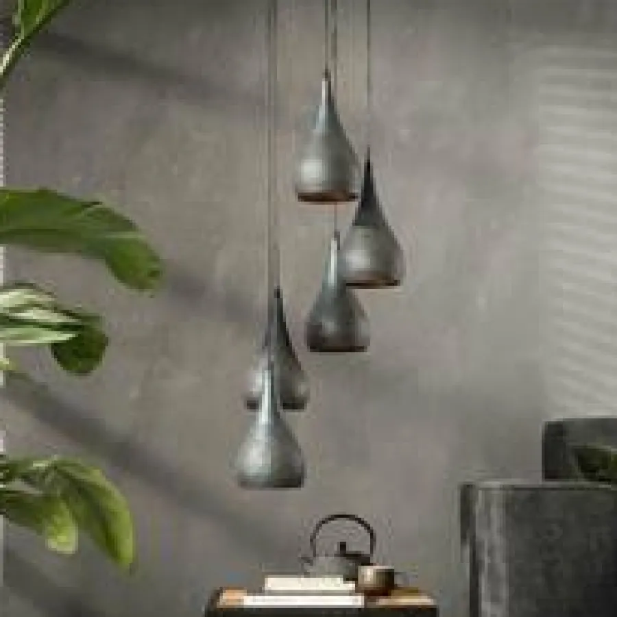 WoonStijl Hanglamp 5x getrapt punch / Zwart bruin Outlet