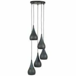 WoonStijl Hanglamp 5x getrapt punch / Zwart bruin Outlet