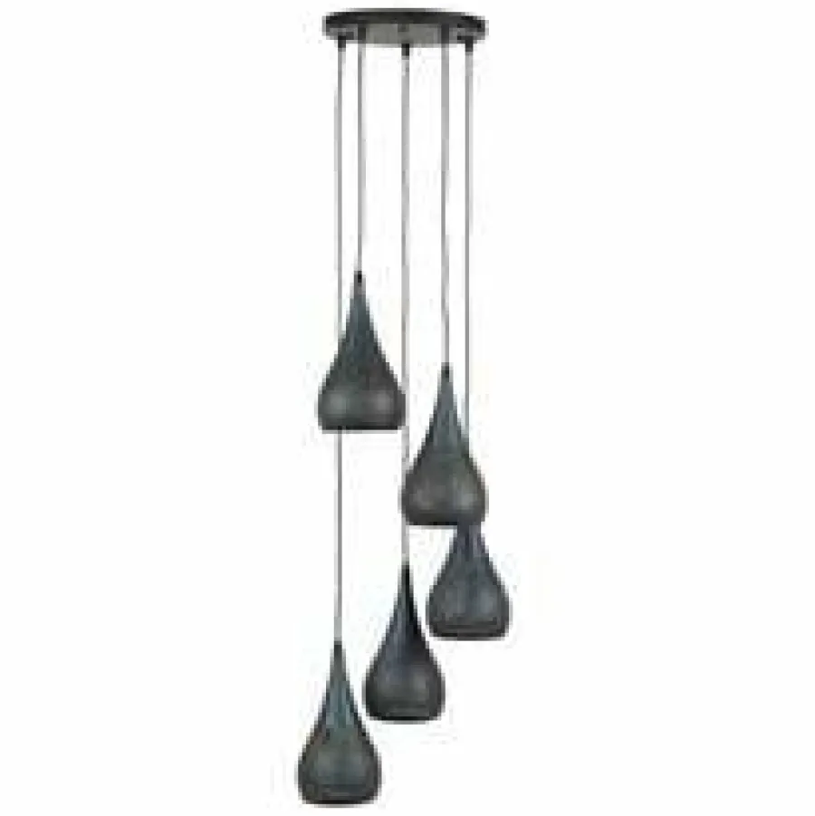 WoonStijl Hanglamp 5x getrapt punch / Zwart bruin Outlet