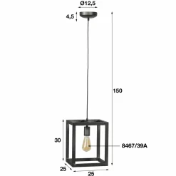 WoonStijl Hanglamp 25x25 vierkante buis / Zilver Outlet