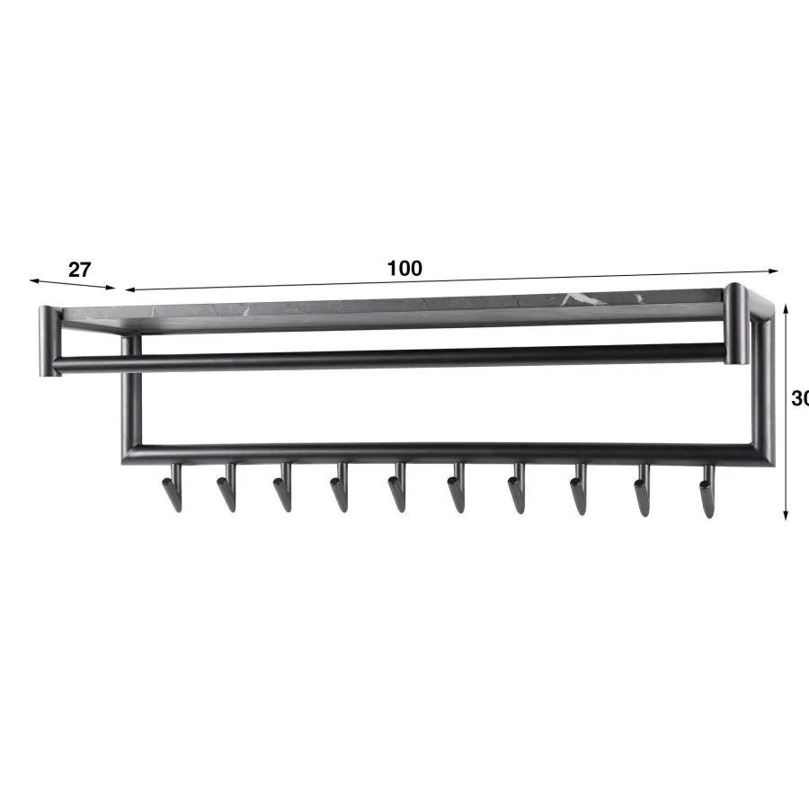 WoonStijl Kapstok 10 haaks roede-hoedenplank Discount