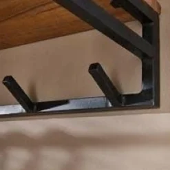 WoonStijl Kapstok Custom acacia met 6 haken en hoedenplank