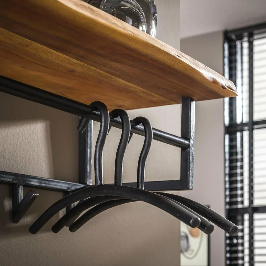 WoonStijl Kapstok edge 6 haken hoedenplank / Massief acacia naturel Hot
