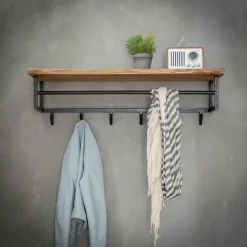 WoonStijl Kapstok edge 6 haken hoedenplank / Massief acacia naturel Hot