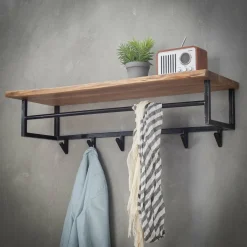 WoonStijl Kapstok edge 6 haken hoedenplank / Massief acacia naturel Hot