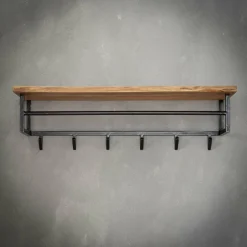 WoonStijl Kapstok edge 6 haken hoedenplank / Massief acacia naturel Hot