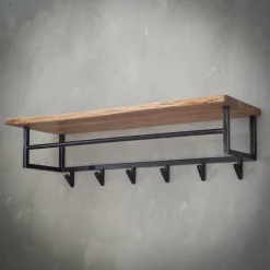 WoonStijl Kapstok edge 6 haken hoedenplank / Massief acacia naturel Hot