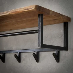 WoonStijl Kapstok edge 6 haken hoedenplank / Massief acacia naturel Hot