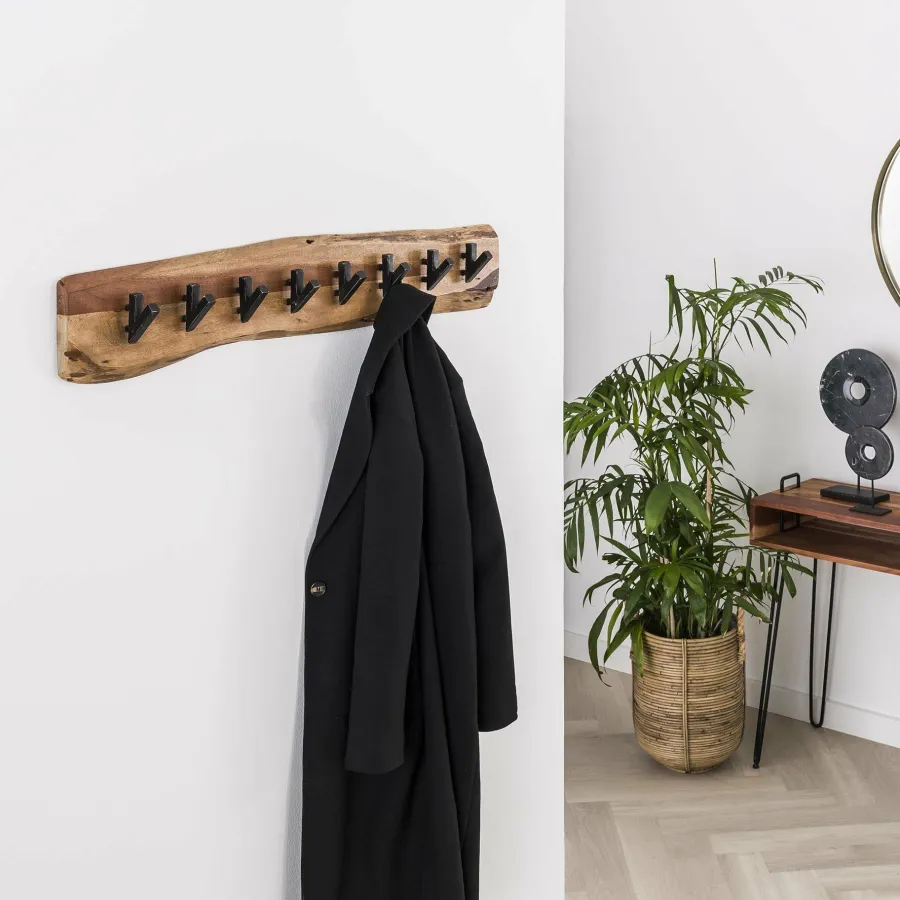 WoonStijl Kapstok edge 8 haken / Massief acacia naturel Outlet