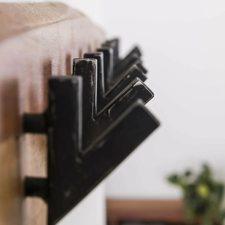 WoonStijl Kapstok edge 8 haken / Massief acacia naturel Outlet