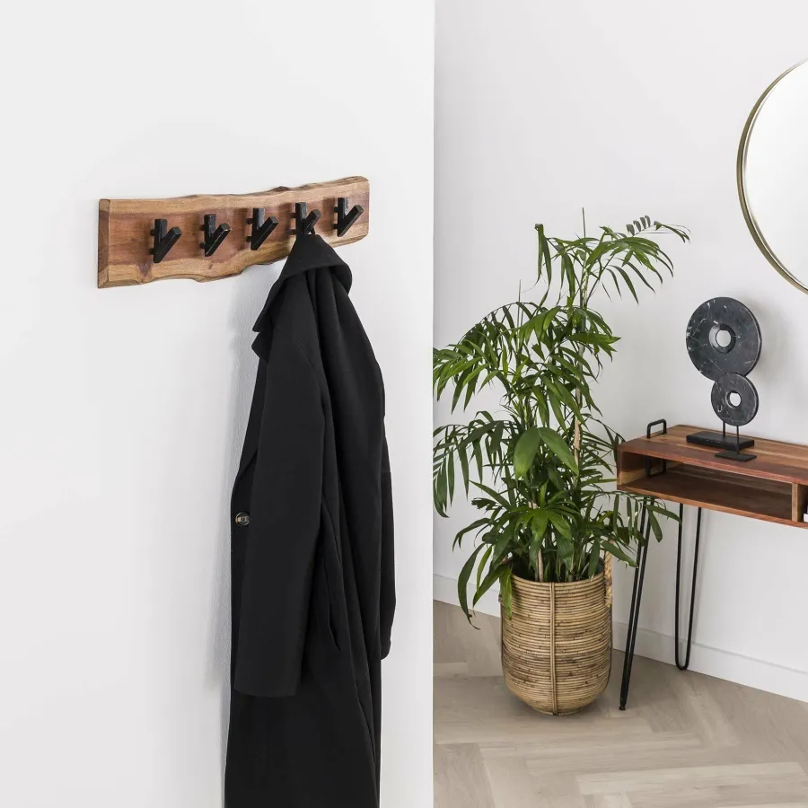 WoonStijl Kapstok edge 5 haken / Massief acacia naturel