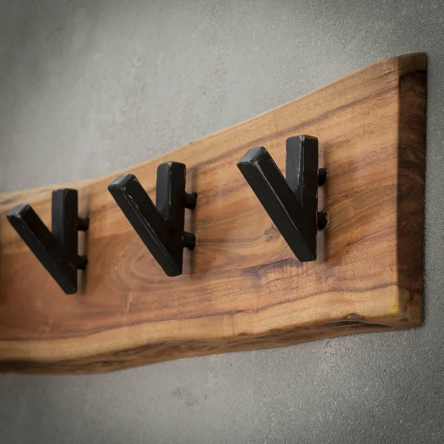 WoonStijl Kapstok edge 5 haken / Massief acacia naturel
