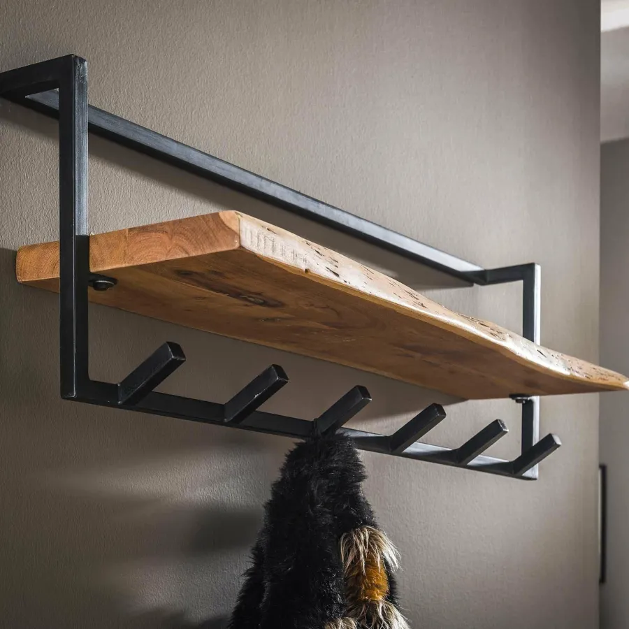 WoonStijl Kapstok edge 6 hakenplank / Massief acacia naturel Discount