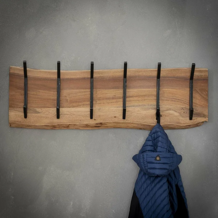 WoonStijl Kapstok edge 2x6 haken / Massief acacia naturel