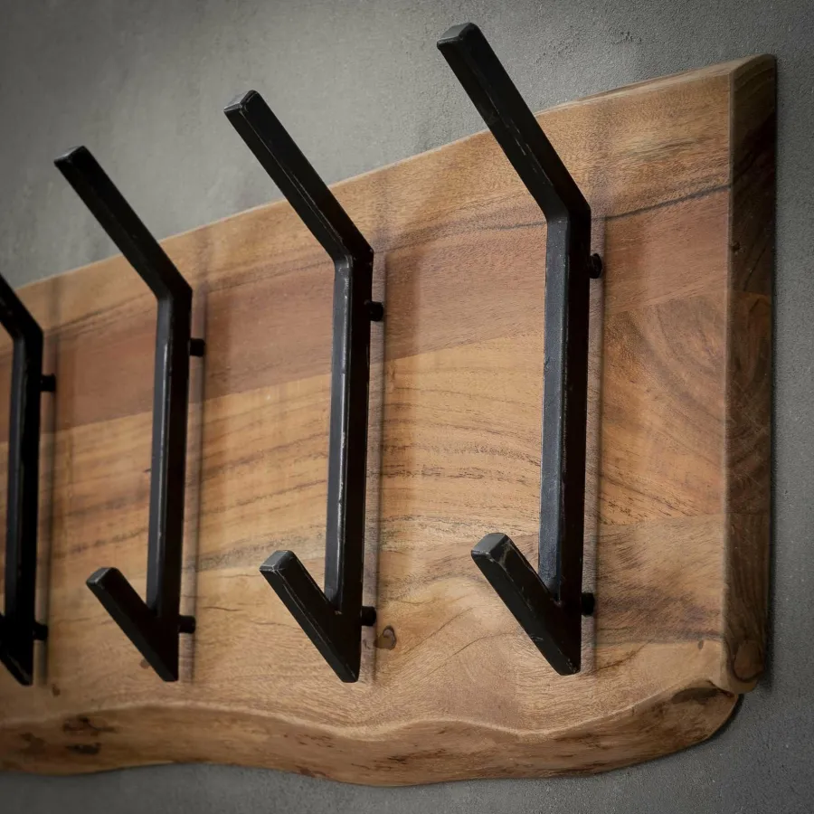 WoonStijl Kapstok edge 2x6 haken / Massief acacia naturel