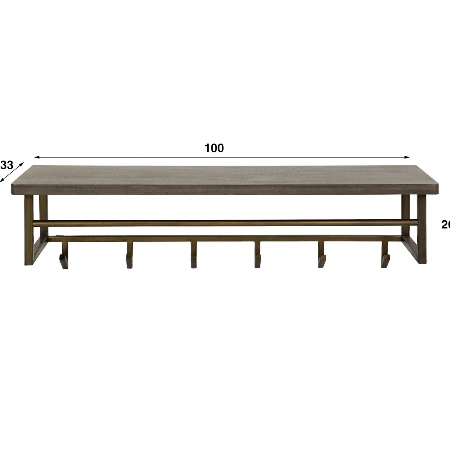 WoonStijl Kapstok Ferro 6 haken hoedenplank New
