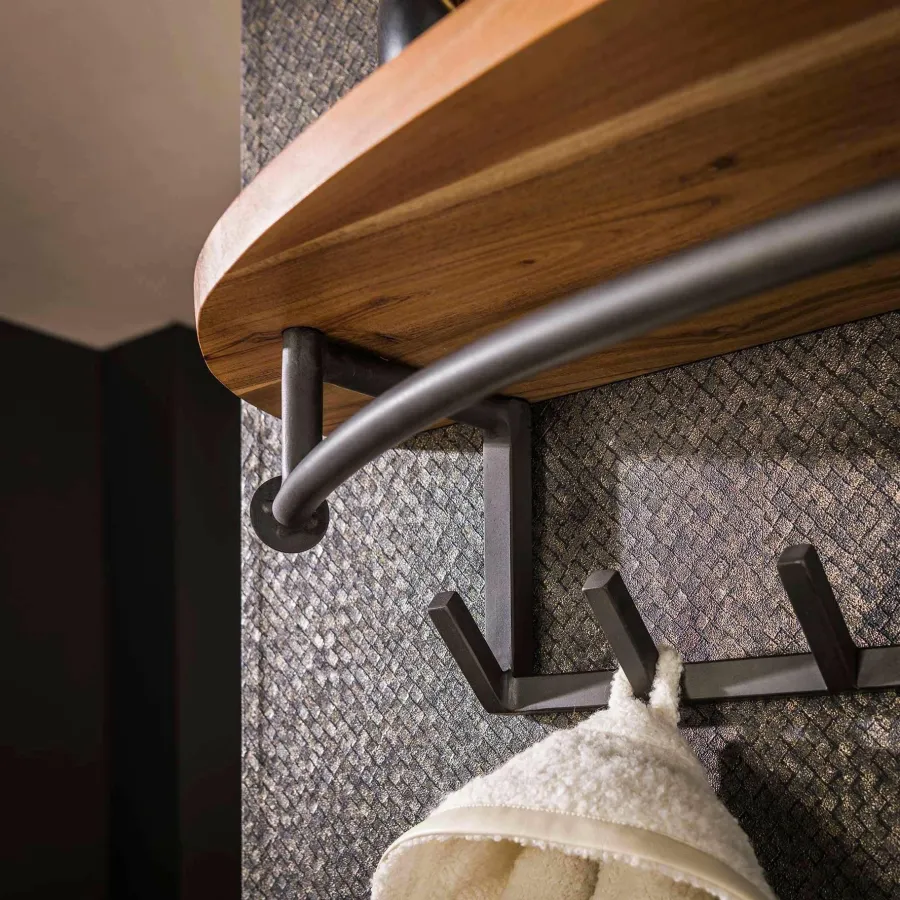 WoonStijl Kapstok round acacia 8 haken met hoedenplank Outlet