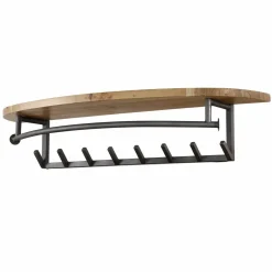 WoonStijl Kapstok round acacia 8 haken met hoedenplank Outlet