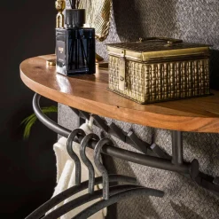 WoonStijl Kapstok round acacia 16 haken met hoedenplank Outlet