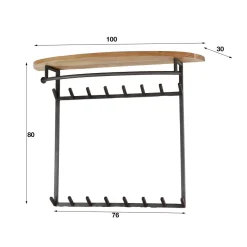 WoonStijl Kapstok round acacia 16 haken met hoedenplank Outlet