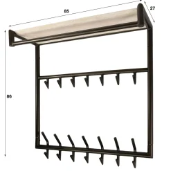 WoonStijl Kapstok Terra hoog roede en hoedenplank 3x7 haken Best