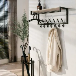 WoonStijl Kapstok Terra roede en hoedenplank 2x7 haken Clearance