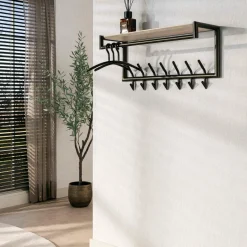 WoonStijl Kapstok Terra roede en hoedenplank 2x7 haken Clearance