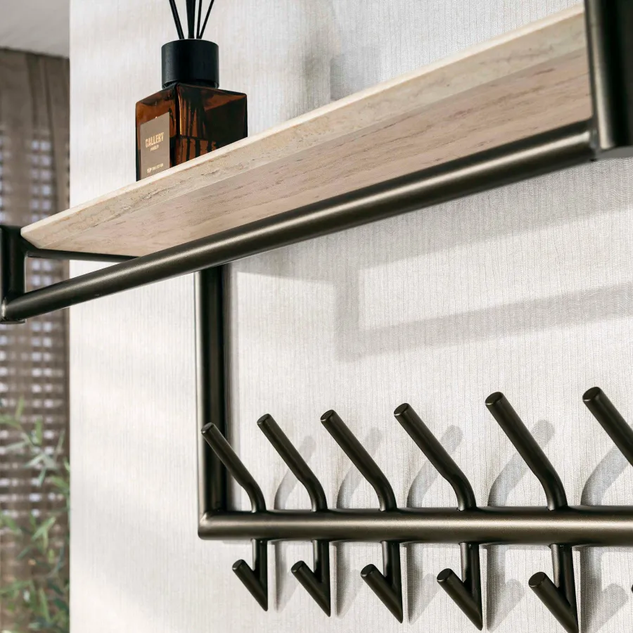 WoonStijl Kapstok Terra roede en hoedenplank 2x7 haken Clearance