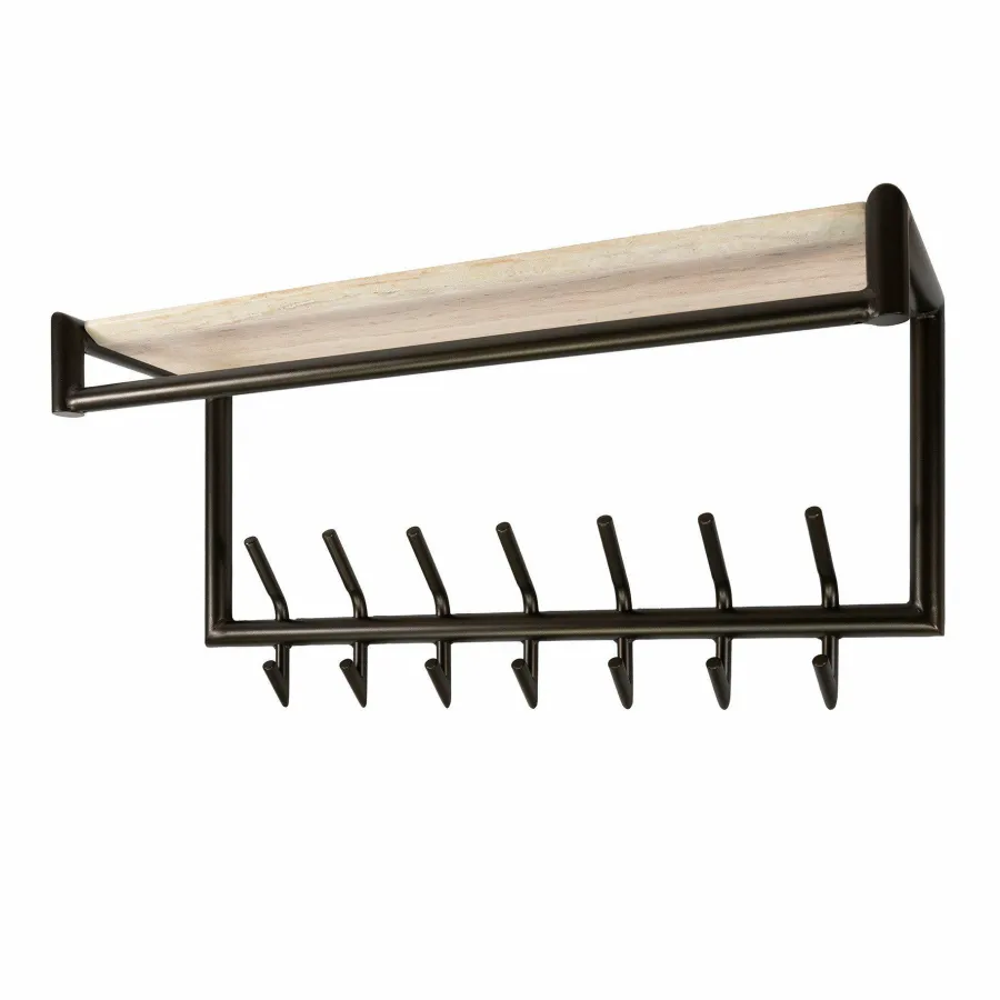 WoonStijl Kapstok Terra roede en hoedenplank 2x7 haken Clearance