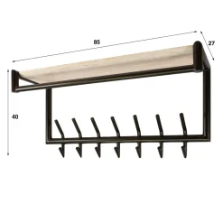 WoonStijl Kapstok Terra roede en hoedenplank 2x7 haken Clearance