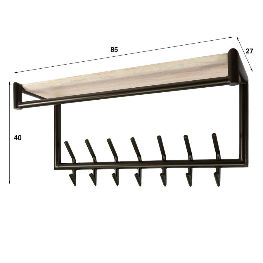 WoonStijl Kapstok Terra roede en hoedenplank 2x7 haken Clearance