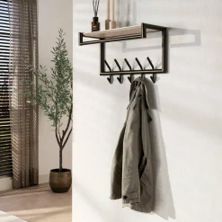 WoonStijl Kapstok Terra roede en hoedenplank 2x5 haken 65cm Outlet