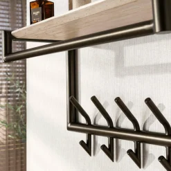WoonStijl Kapstok Terra roede en hoedenplank 2x5 haken 65cm Outlet