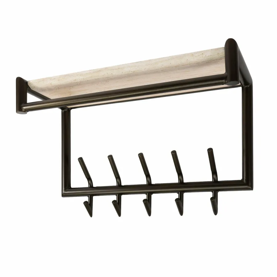 WoonStijl Kapstok Terra roede en hoedenplank 2x5 haken 65cm Outlet