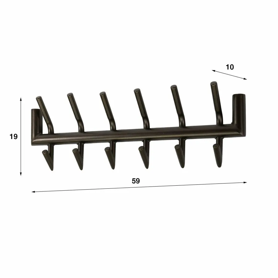 WoonStijl Kapstok Tubo 2x6 haken bruin Clearance