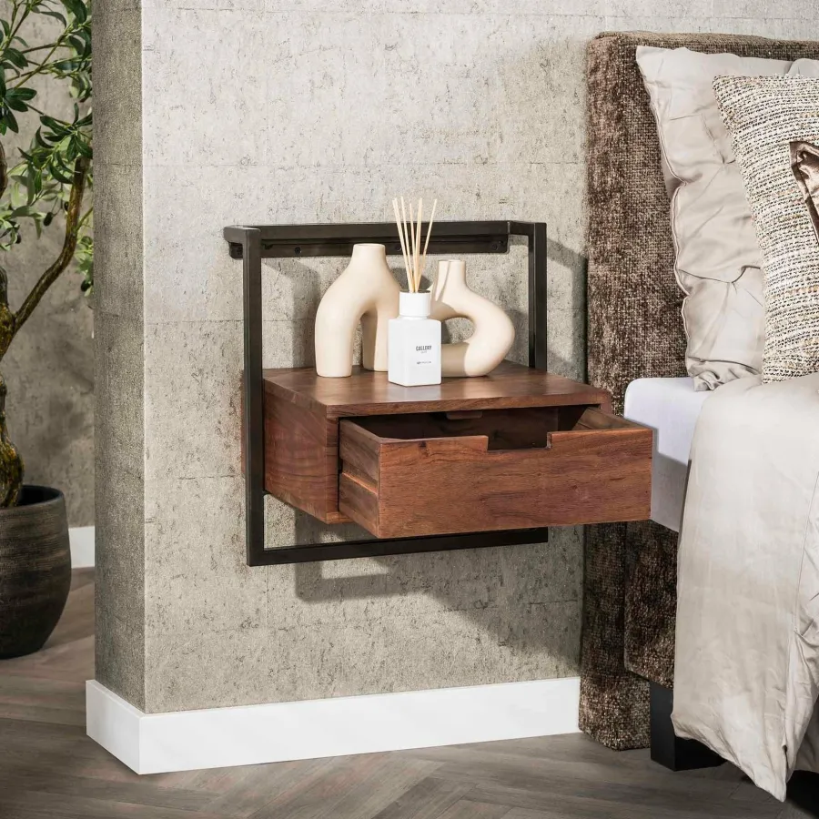 WoonStijl Nachtkastje air solid acacia bruin Discount