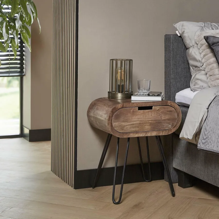 WoonStijl Nachtkastje barrel met 1 lade Discount