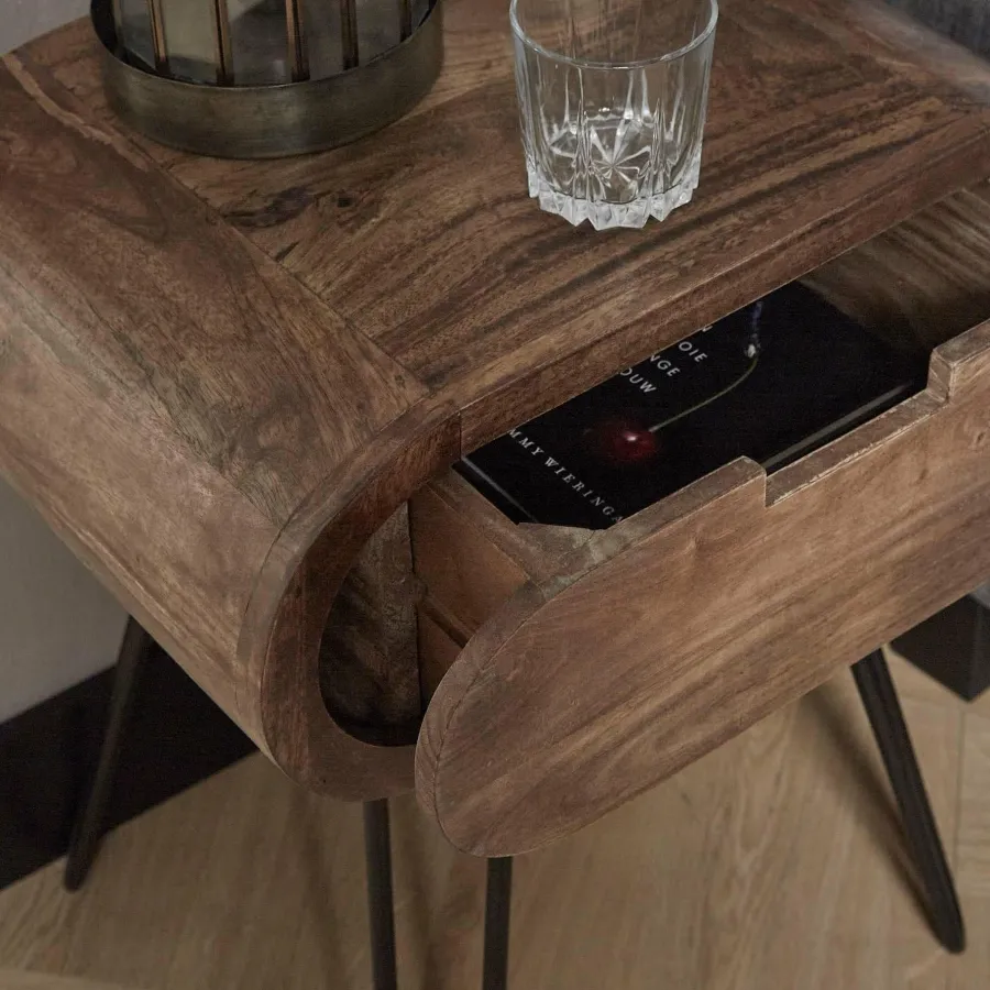 WoonStijl Nachtkastje barrel met 1 lade Discount