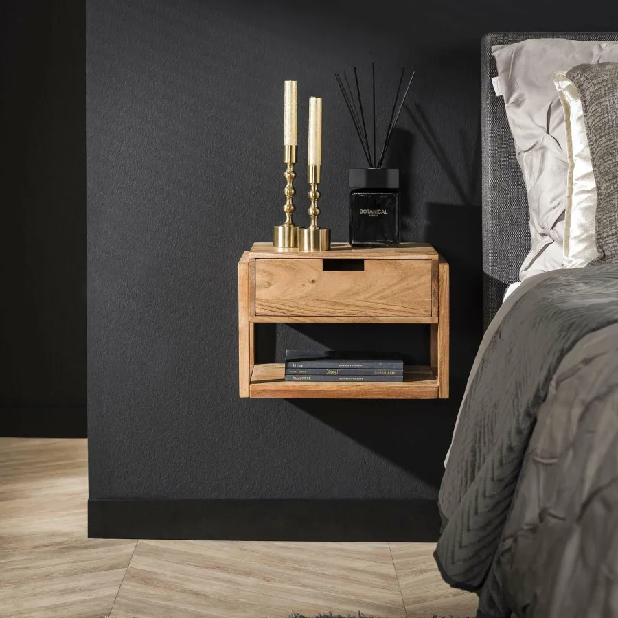 WoonStijl Nachtkastje houten frame zwevend met 1 lade New
