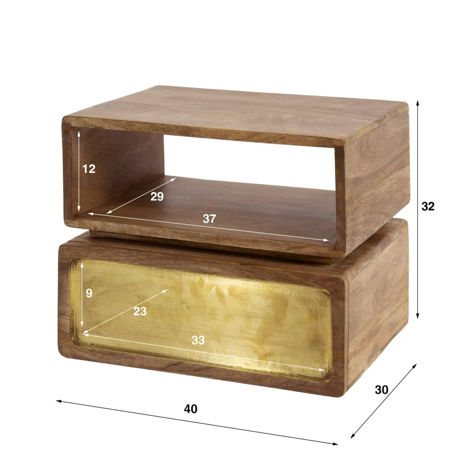 WoonStijl Nachtkastje 1L brass Hot