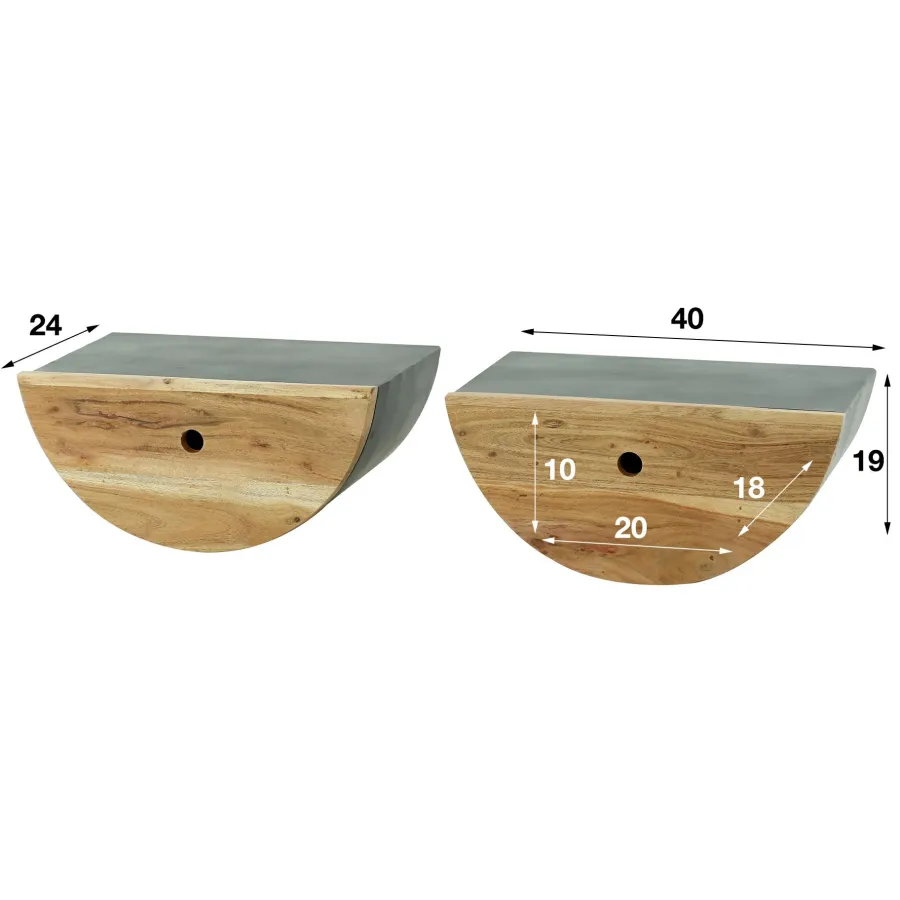 WoonStijl Nachtkastje 1L set van 2 half moon Discount