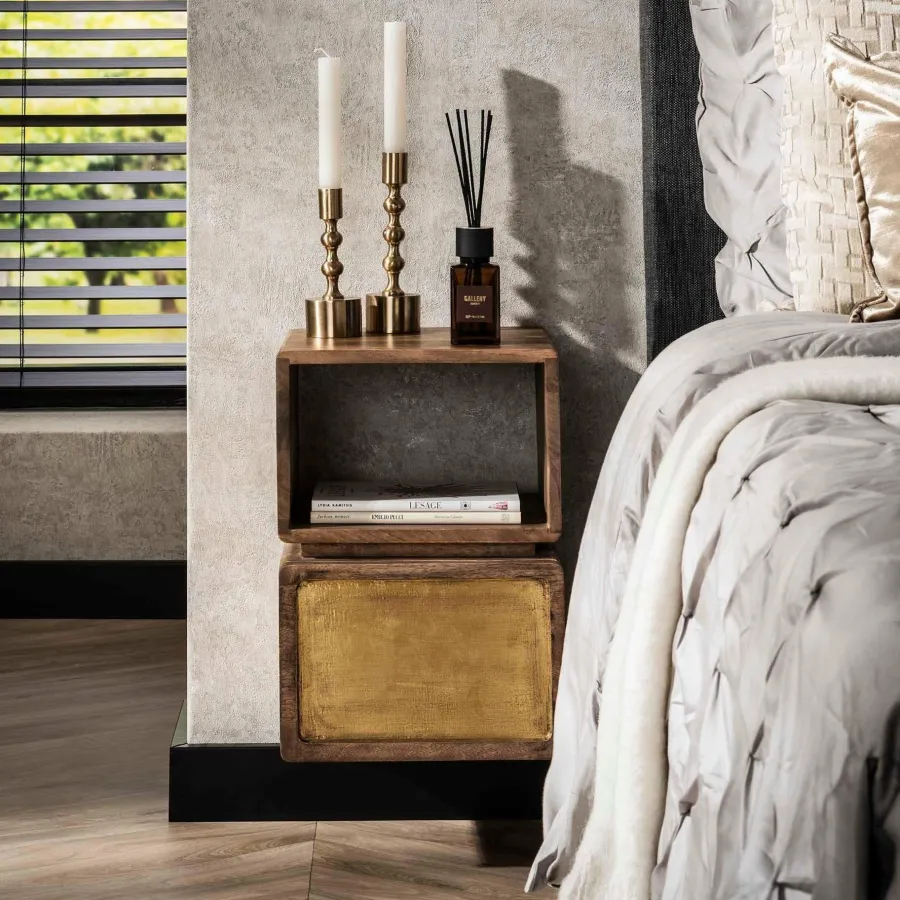 WoonStijl Nachtkastje 1L XS brass Online